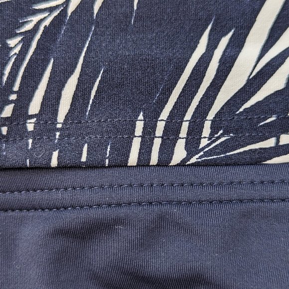 Michael Kors Palm Print Two Piece Tankini Bikini Bottoms Navy White One Shoulder - Picture 6 of 14